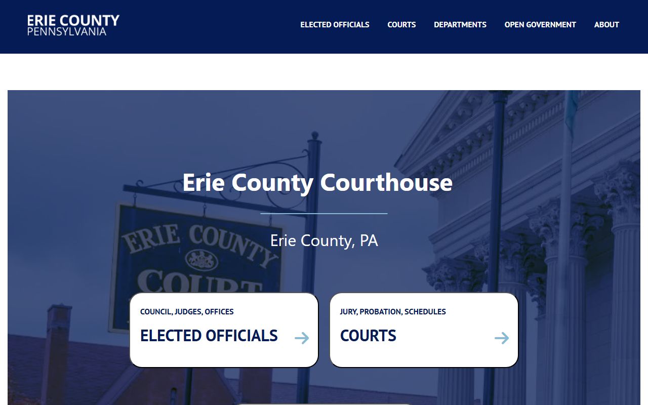 Erie County Courts website for criminal court records access